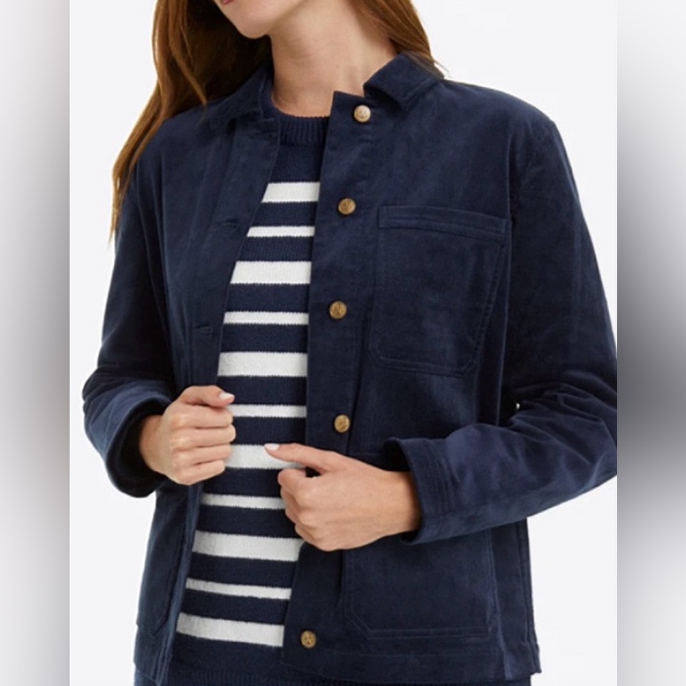 Draper James - Corduroy Nassau Navy Button-Down Jacket, S
